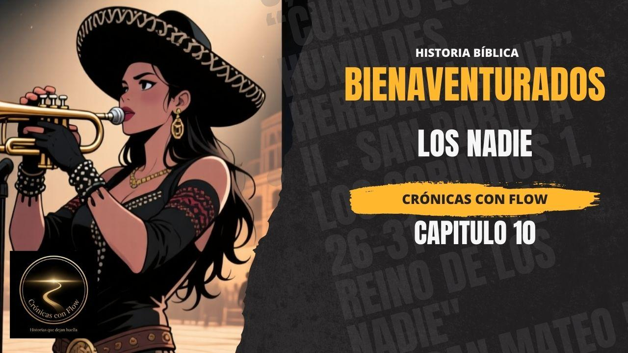 Mujer con sombrero y trompeta interpretando en ambiente urbano nocturno con estilo cinematográfico.